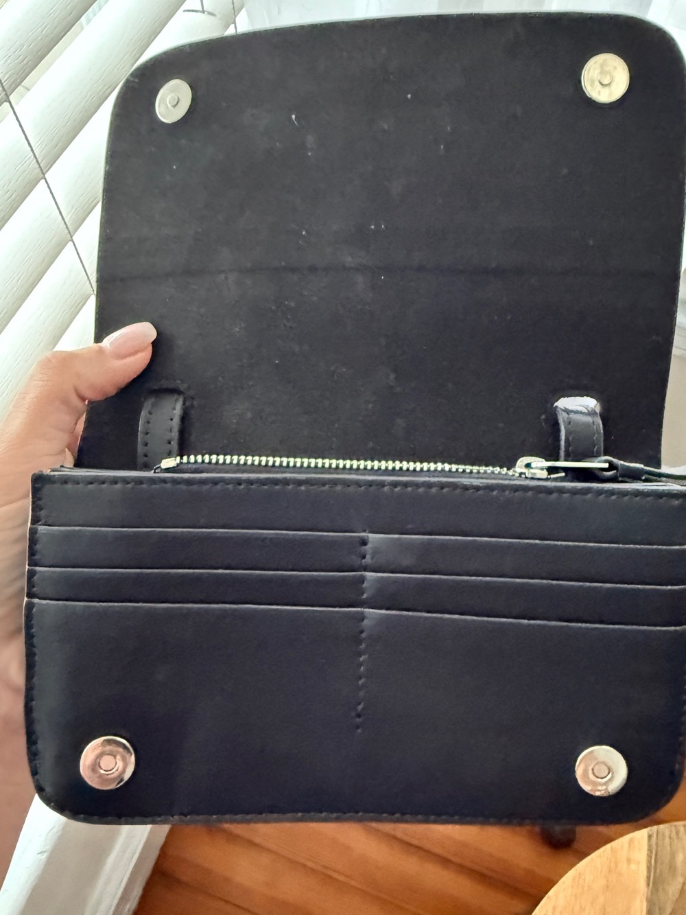 AllSaints Black Leather Crossbody Wallet Bag - Picture 4 of 5
